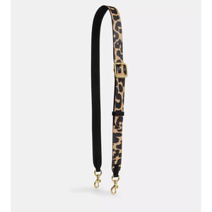 Coach Leather Strap With Leopard Print In Gold/Leopard Multi CBQ18 NWT